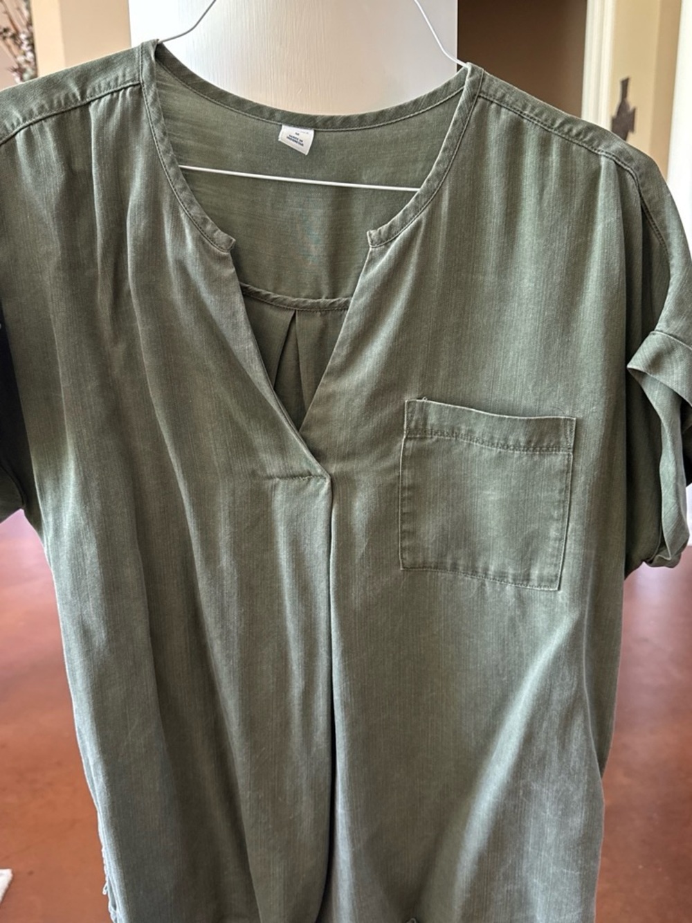 Old Navy Olive Green V-Neck Pocket Tunic